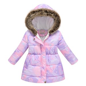 Customized Girls Winter Varsity <b>Jacket</b> Coats <b>Kids</b> Floral Print Winter <b>Jacket</b> Breathable Sustainable Nylon Lining <b>Jackets</b> - Product Image 1