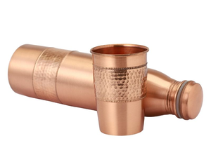 High Quality Custom Design Bottom Hammered Copper <b>Bottle</b> <b>Glass</b> Handmade Eco-Friendly Dishwasher Safe <b>Lid</b> Home Kitchen Hotel Bar - Product Image 5