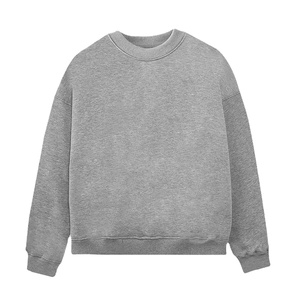 <b>Men</b> <b>Pullover</b> Crewneck Sweatshirt Oversized Cotton Fleece Casual Streetwear Loose Fit Solid Color - Product Image 1