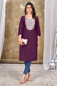 New <b>Presents</b> 14kg Rayon and Embroidery with Mirror Work Kurtis for Women - Product Image 3
