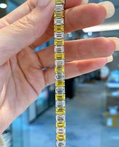 Envío Directo, Nuevo Brazalete de Tenis de Plata S925, Estilo Hip Hop, VVS, Esmeralda, Moissanita Certificada por GRA, para Regalo - Product Image 4