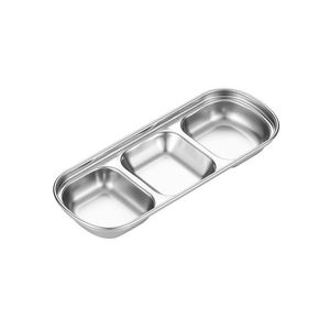 Platos de cena divididos de acero inoxidable 304 personalizados al por mayor con tapas de acero inoxidable bandeja de comida rectangular para MOQ bajo - Product Image 2