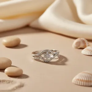 Anillo de Boda Clásico de Diamantes Naturales de Corte Brillante Redondo para Mujer, Plata 925, Elegante Regalo - Product Image 2