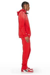 Chándal térmico de sublimación Vintage rojo para hombre, cómodo, transpirable, de talla grande, Sudadera con capucha de invierno, conjunto de dos piezas para correr, lo más nuevo - Product Image 4