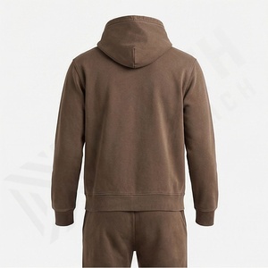 Acid Washed <b>Men</b> Winter Tracksuit Custom <b>Hoodie</b> 100% Cotton Breathable Fabric Customized Logo Lightweight <b>Running</b> Outdoor Suits - Product Image 2