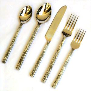 Couverts robustes au prix le plus bas en acier inoxydable argent poli miroir personnaliser ensemble de couverts en métal pour les cadeaux d'anniversaire de mariage - Product Image 5