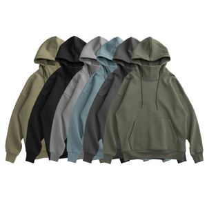 Sudadera con capucha extragrande de algodón personalizada French Terry Drop Shoulder Cotton Blank Sudaderas con capucha personalizadas para hombre - Product Image 5