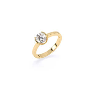Anillo de lujo con diamante cultivado en laboratorio de 1.08 quilates, corte redondo, media montura, sin conflictos, en oro amarillo, blanco y rosa de 9 quilates. - Product Image 2