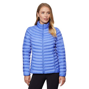 Chaqueta acolchada de lona transpirable para mujer con cremallera completa Abrigo con capucha con bolsillo de prendas de vestir Chaqueta tejida baja MOQ - Product Image 1