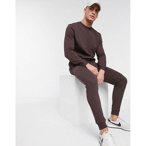 Sudadera informal de peso pesado para hombre con cuello redondo logotipo personalizado impreso verano apilado Jogger chándal pulóver para invierno - Product Image 4