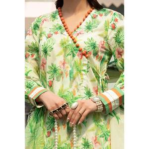 ชุดผ้ามัสลินพิมพ์ลายดิจิทัลสีเขียวสำหรับผู้หญิง 3 ชิ้น แบบยังไม่เย็บติดกัน - Product Image 4