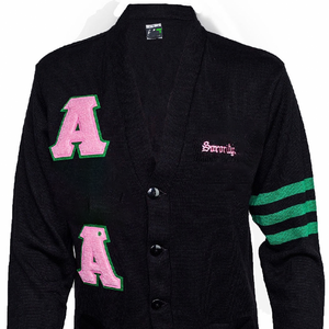 Unisexe Premium Acrylique Tricoté Col V Cardigan Décontracté Sororité Fraternité Hiver Manteau Broderie Appliques Bouton Design pour - Product Image 6