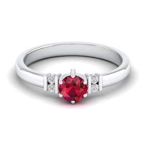 Bague de fiançailles REYES Elegance en or massif 14 carats avec diamant certifié IGI, taille ronde, 0,5 carat, pierre précieuse rubis, cadeau de mariage, bijoux fins - Product Image 1