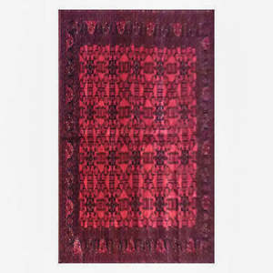 Alfombras Afganas Tradicionales de Primera Calidad, Diseño Geométrico Rojo, Alfombras de Lana y Algodón Puro para Decoración de Hogar, Oficina y Pisos - Product Image 1