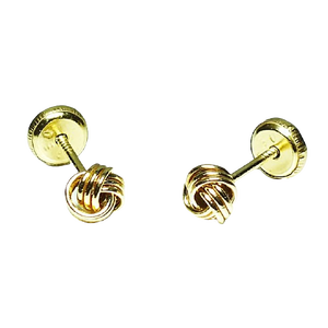 Pendientes de Oro Sólido de 9K con Diseño de Nudo (Disponibles en 10K, 14K, 18K) para Mujeres, Niñas y Niños, con Cierre de Rosca, Hechos en España - Product Image 1