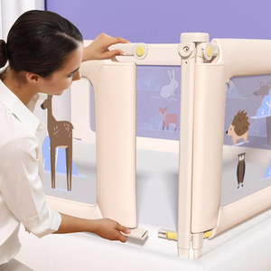 High Quality Adjustable <b>Wood</b> Panel Crib Guardrail Breathable Safety Fence Convenient Multifunctional <b>Bed</b> Protection - Product Image 3
