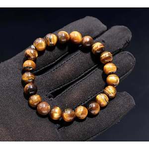 Tiger's Eye Natural Smooth Round Gemstone <b>Beaded</b> <b>Bracelet</b> Ball Shape Pattern - Product Image 1