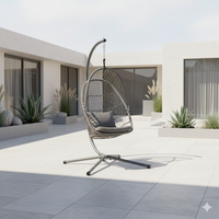 Fauteuil suspendu moderne en acier avec support, chaise à bascule d'extérieur avec coussin imperméable pour patio, jardin, balcon, école et parc