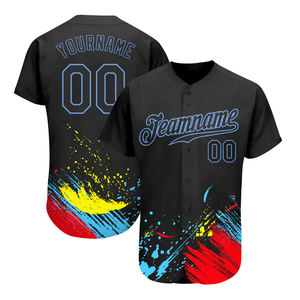 Venta caliente Sublimación Uniforme de béisbol Jerseys Conjuntos Color negro Poliéster Hecho Adultos Ropa deportiva Conjuntos de camisetas de béisbol - Product Image 1