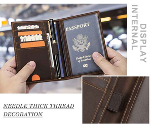 Portefeuille de voyage en cuir Crazy Horse avec fermeture ouverte Portefeuille pour passeport RFID et fente pour carte de crédit courte longueur par anwar - Product Image 1