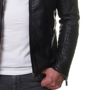 Veste en cuir pour hommes de haute qualité Veste en cuir de moto marron vieilli - Product Image 2