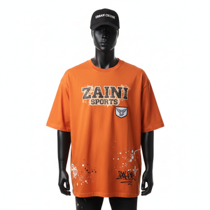 Camiseta Holgada para Hombre, 240 GSM, Algodón de Alta Calidad, Tejido Transpirable, Estampado Gráfico Naranja, Logotipo, Camisetas para Hombre - Product Image 6