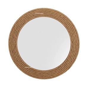 Espejo de pared de cuerda redonda costera náutica espejo decorativo colgante con marco de yute para casa de playa, baño, decoración para sala de estar - Product Image 3