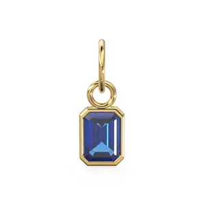 Colgante de Oro Amarillo de 14k con Zafiro Azul Corte Esmeralda, Hecho a Mano, Joyería de Septiembre con Perla y Gema Azul - Product Image 2