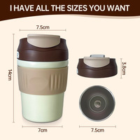 Tasse à café classique à double paroi de 12oz du fabricant, étanche à large ouverture avec double bec de paille, bouteille sous vide à logo personnalisé