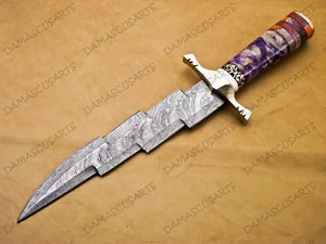 Outil de coupe utilitaire extérieur en acier Damas fait main OEM avec manche composite marbré violet, accessoires en acier - Product Image 3