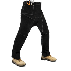 Cow Two-layer Leather Work <b>Trousers</b> Gold Welding <b>Trousers</b> Heat Insulation and Wear-resistant Welding Pants - Product Image 5