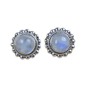 Bijoux à la mode cadeau parfait pour les amoureux 925 argent Sterling massif bleu feu pierre de lune pierres précieuses boucles d'oreilles pour femmes - Product Image 1