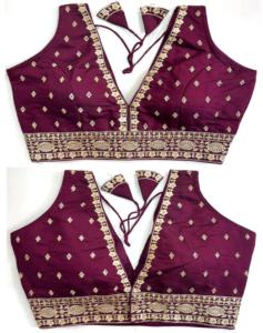 Blusa moderna de verano con trabajo de hilo Zari y nudos hechos a mano Patrón abierto frontal Estilo formal elegante - Product Image 1