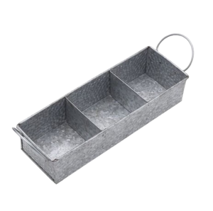 แคดดี้สำเร็จรูปชุบสังกะสีแบบสามช่องอุปกรณ์บนโต๊ะอาหารโลหะชุบสังกะสีแบบวินเทจประหยัดพื้นที่ - Product Image 1