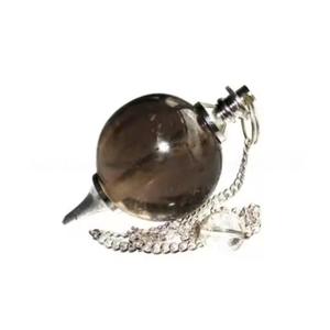 Venta al por mayor hecho a mano cuarzo ahumado bola péndulo estilo religioso cristal ágata curación espiritual piedra semipreciosa artesanías - Product Image 1