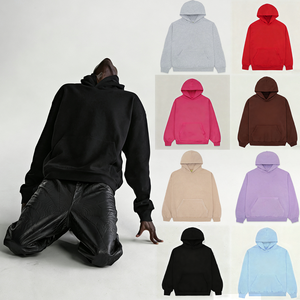 Sweat à capuche oversize en coton 450g pour homme, style streetwear, rose, avec imprimé 3D en relief lettres et motif étoile, collection Hiver 1.1 Vendor - Product Image 1