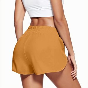 Pantalones cortos elásticos de cintura alta para mujer, estilo sexy para discoteca, conjunto de pantalones cortos de yoga a la moda, color camel sólido, transpirables y que absorben la humedad. - Product Image 2