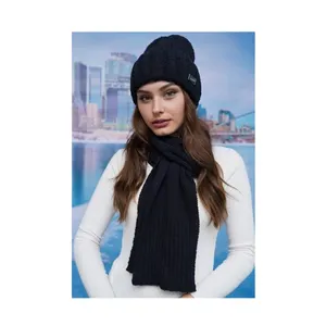 Eye Catching Pattern Microfleece Strip "Polar" Lining 4781-10: Winter Hat and Scarf Set Kit "Catalina" for Wholesale Purchase