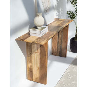 Consola de madera de mango Brielle con patas de madera - Product Image 1