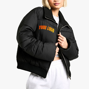 Custom Made 100% Polyester Breathable Windproof Reversible Outdoor <b>Duck</b> Puffer Jacket Custom Printed Logo Streetwear Crop Top - Product Image 4