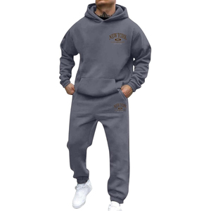 Conjunto de chándal sólido de invierno personalizado Premium 2025 ropa deportiva Jogger traje para hombres gimnasio Fitness Streetwear poliéster/algodón - Product Image 1