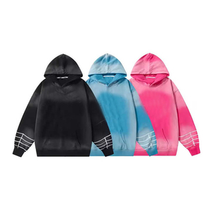 ออกแบบโลโก้ตามสั่ง เสื้อฮู้ดดี้ผู้ชายทรงโอเวอร์ไซส์ ผ้าฝ้าย 100% คุณภาพสูง สไตล์วินเทจ สตรีทแวร์ ลายพิมพ์ดิจิตอลแบบแอซิดวอช สำหรับฤดูหนาว ชุด 2 ชิ้น - Product Image 3