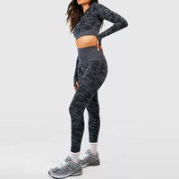 Nouvel Arrivage Ensemble de Yoga et de Fitness Sans Couture pour Femme, Haute Élasticité, Respirant, Collant Ajusté, Deux Pièces, Motif Floral
