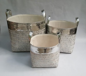 Juego de cestas de bambú natural de plata para el almacenamiento del hogar y la cocina 100% material de bambú con la mejor calidad hecho en Vietnam - Product Image 4