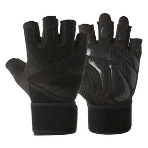 Guantes de cuero personalizados para gimnasio, manoplas largas para levantamiento de pesas, Unisex - Product Image 1