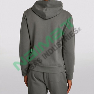 Sudadera con capucha térmica de invierno para hombre de 100% algodón al por mayor con estampado personalizado de alta calidad a la moda con cremallera completa informal con capucha teñida lisa - Product Image 3