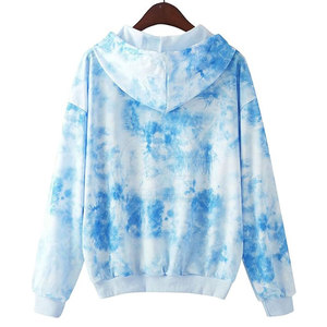 El mejor diseño transpirable Tie Dye Hoodie para mujer MOQ bajo cuello con capucha para la colocación del logotipo frontal de invierno - Product Image 4