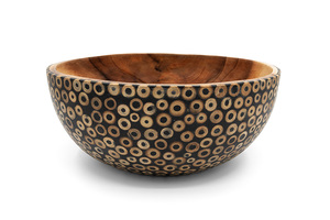 El tazón de madera de Acacia Suar, con una elegante incrustación de bambú negro, es perfecto para bodas y experiencias culinarias elegantes. - Product Image 3