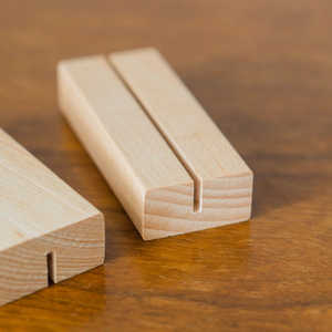 Custom Logo Engraved Minimalist Design Eco-Friendly Wooden Business <b>Card</b> Holder Slot Natural Wood Desk <b>Stand</b> for Branding - Product Image 5