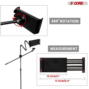 5 Core <b>Tripod</b> Mic Stand w Gooesneck Phone Holder Adjustable Microphone Stands - Product Image 3